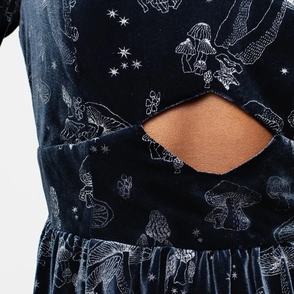 Disturbia Faefire Foil Print Velour Cut Out Mini Dress - Picture 5 of 5